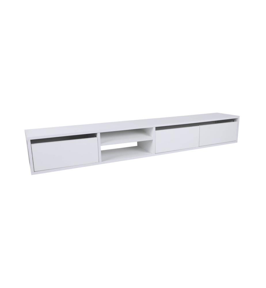Blanc, Armoires Tv, 30X180X25 cm, Plaque De Particules Enrobée De Mélamine