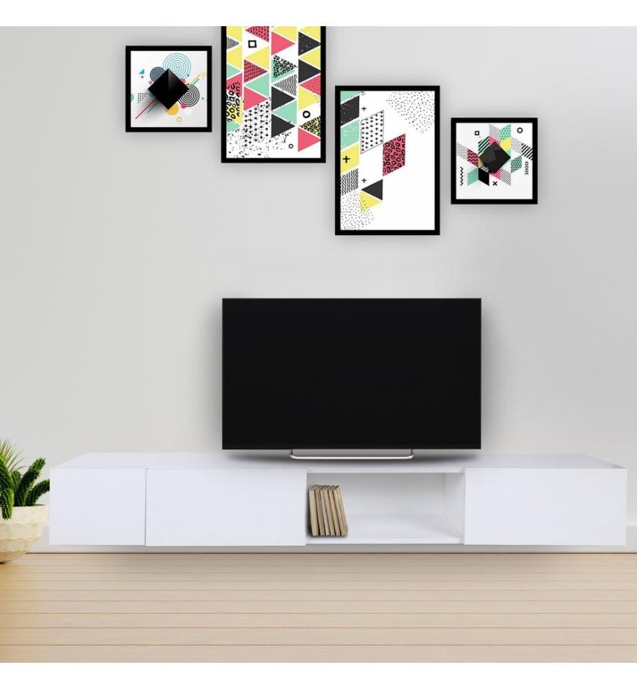 Meuble TV, Blanc, Panneau de particules mélaminé