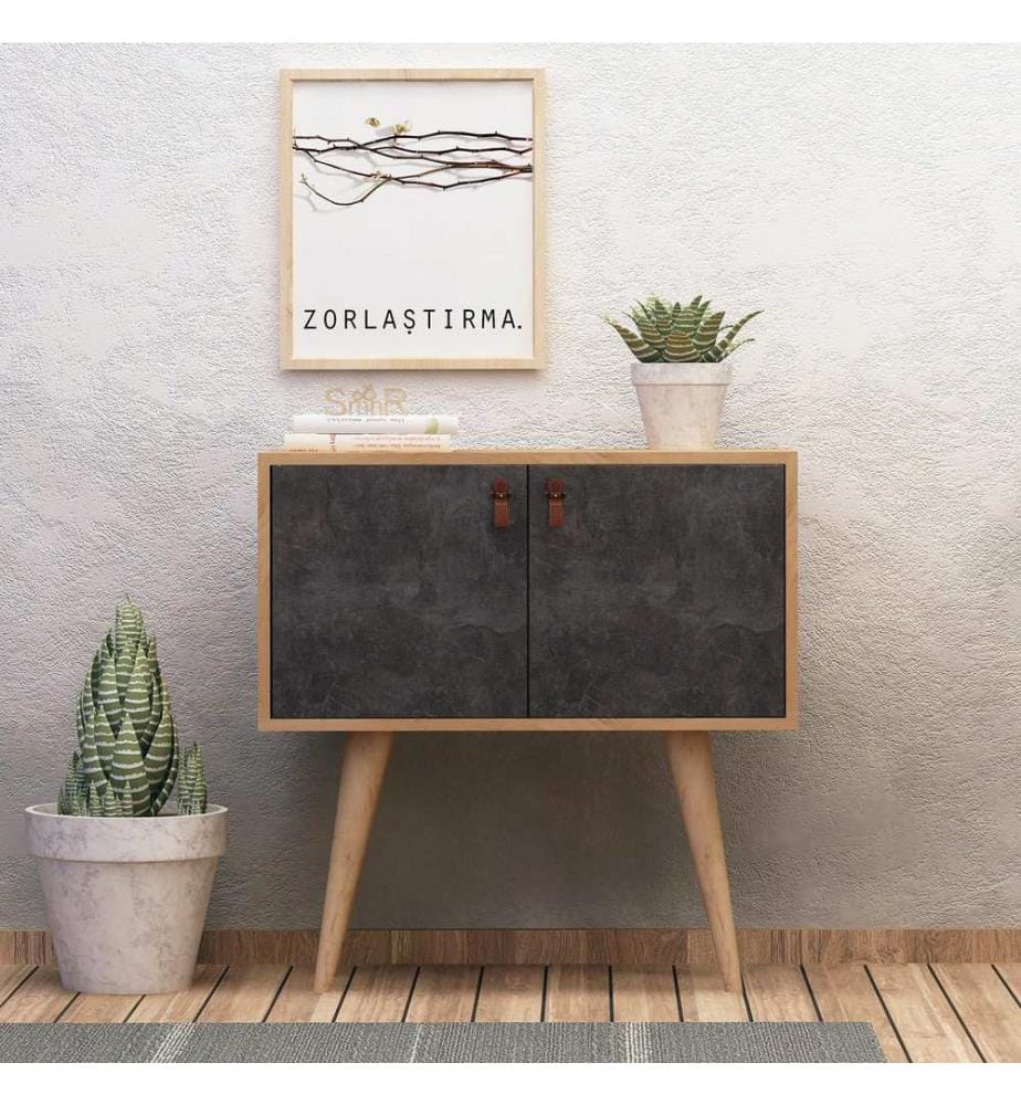 Console, OakDark Grey, Melamine Coated Particle Board