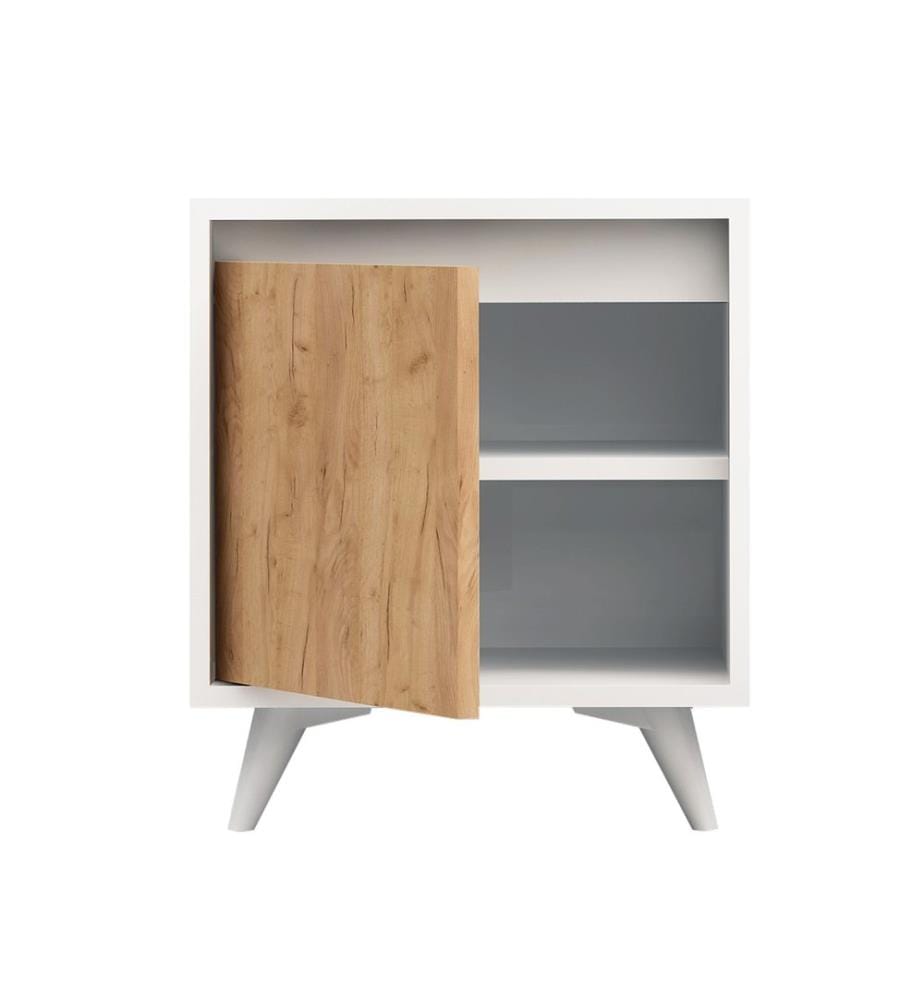 Nightstand, OakWhite, Melamine Coated Particle Board