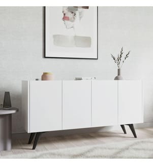 Weiss, Kommoden, 40X150X76 cm, Melaminbeschichtete Partikelplatte
