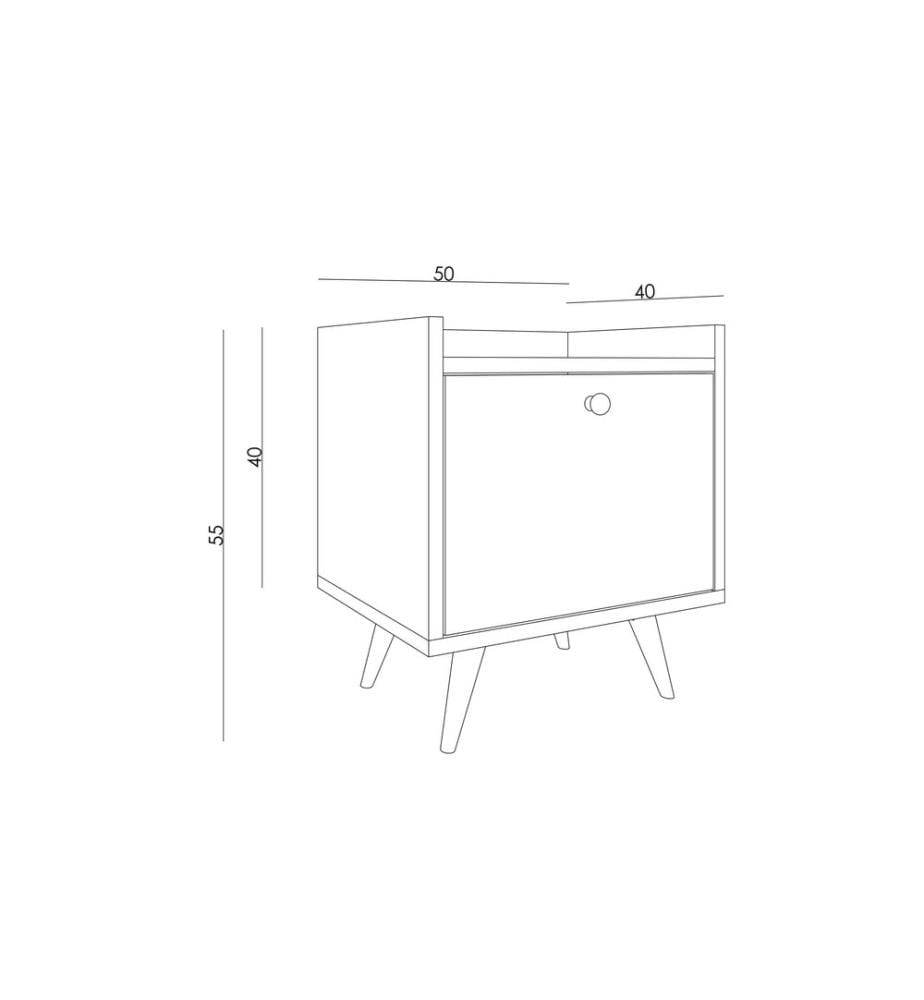 Nachttisch, Travertin, 100 % MELAMINBESCHICHTETE SPANPLATTE, PU-LEDERGRIFF, HOLZBEINE