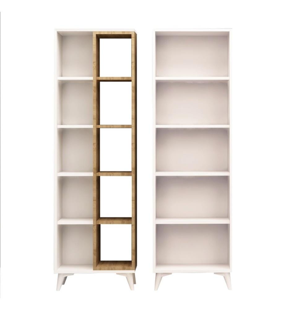Blancs, Rails De Livres, 162X50X25 cm, Plaque De Particules Enrobée De Mélamine