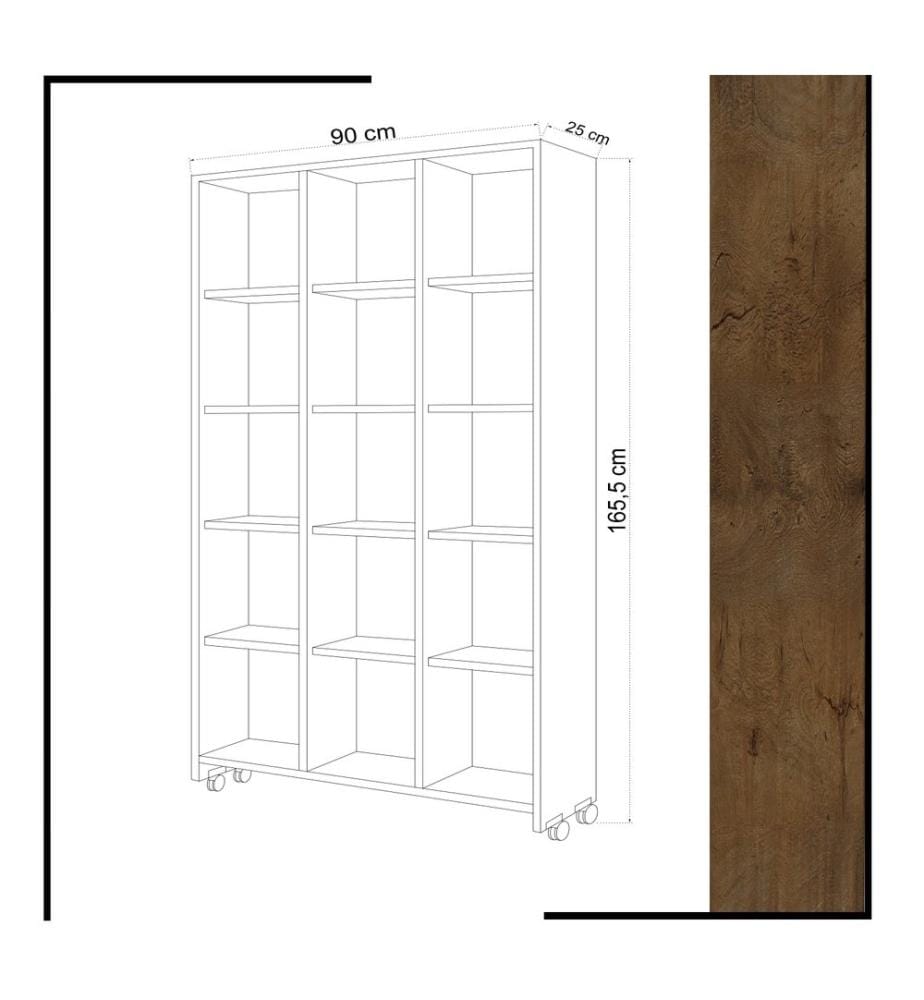 Color Quercia, Librerie, 165.5X90X25 cm, Piastra Di Particelle Rivestita Di Melamina