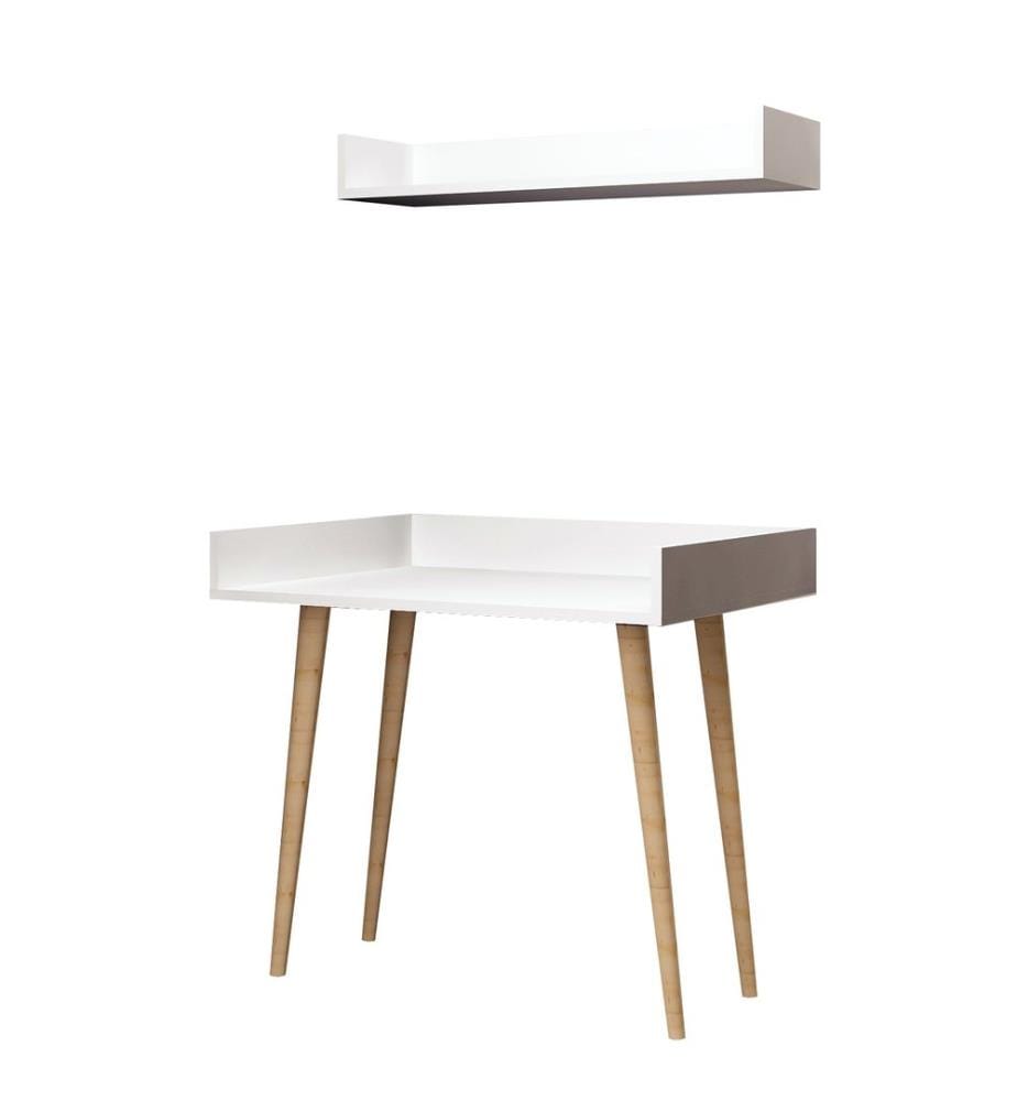 Blanc, Tables Basses, 84X90X60 cm, Assiette De Particules Enrobée De Mélamine