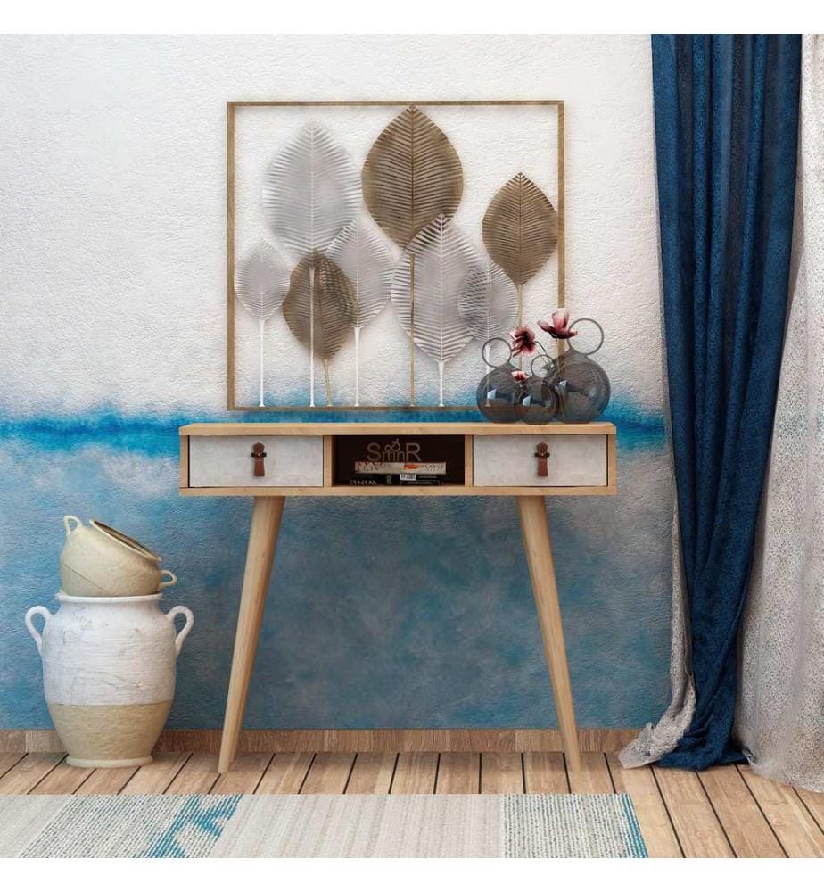 De Couleur Chêne, Blanc, Coffres De Tiroirs, 87,6X100X30 cm, Plaque De Particules Enrobée De Mélamine