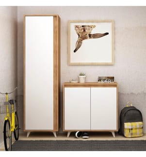Color Quercia, Bianco, Armadi Da Scarpe, 100X80X35 cm, Piastra Di Particelle Rivestita Di Melamina