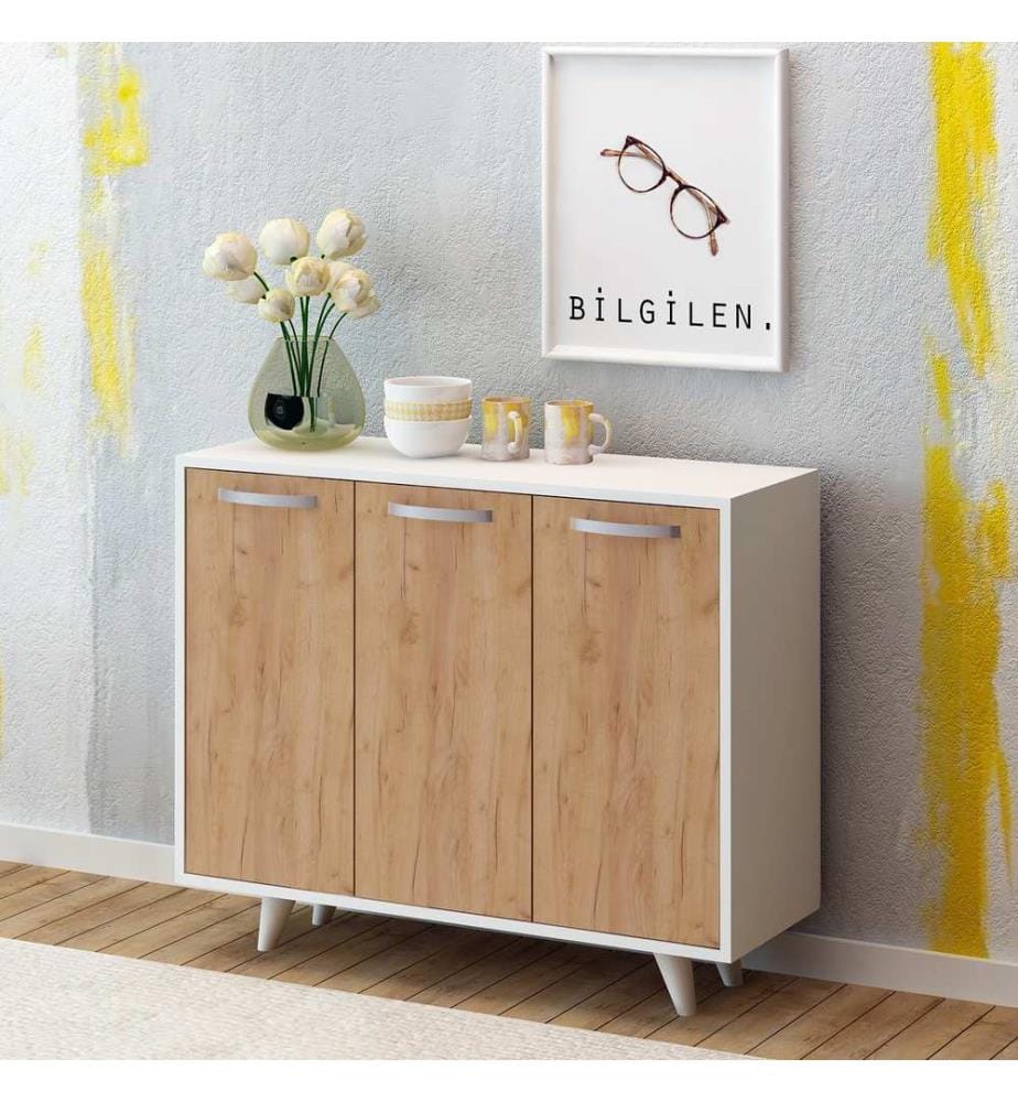 Multi Purpose Cabinet, OakWhite, Melamine Coated Particle Board