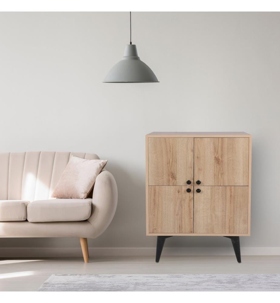Multi Purpose Cabinet, OakBlack, Melamine Coated Particle Board