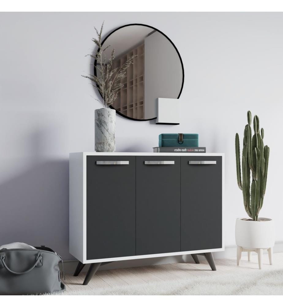 Multi Purpose Cabinet, WhiteAnthracite, Melamine Coated Particle Board