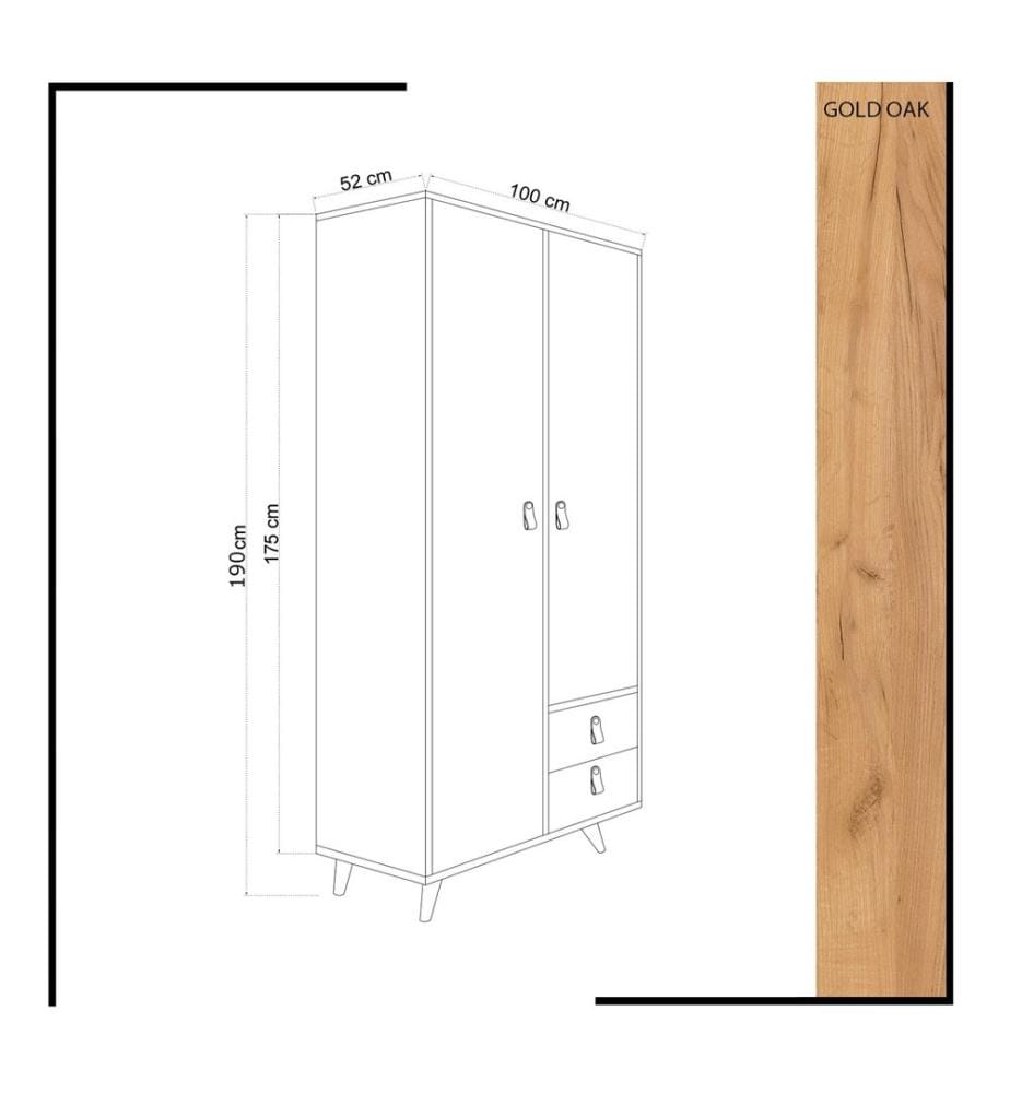 Wardrobe, OakWhite, Melamine Coated Particle Board
