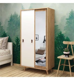 Color Quercia, Bianco, Armadio, 190X100X60 cm, Piastra Di Particelle Rivestita Con Melamina