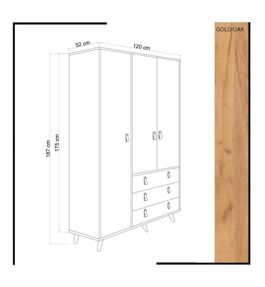 Wardrobe, OakWhite, Melamine Coated Particle Board