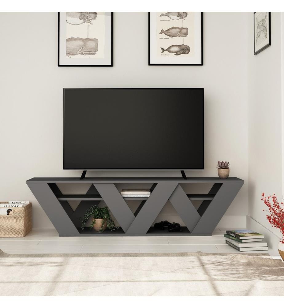 Anthracite, Armoires De Télévision, 40X158X30 cm, Plaque De Particules Enrobée De Mélamine
