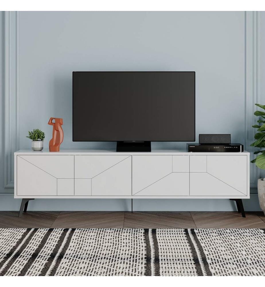Weiss, Tv Schränke, 50X180X29,6 cm, Melaminbeschichtete Partikelplatte