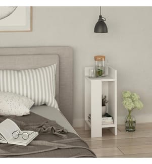 Bianco, Comodino E Armadi, 60X25X27 cm, Piastra Di Particelle Rivestita Di Melamina