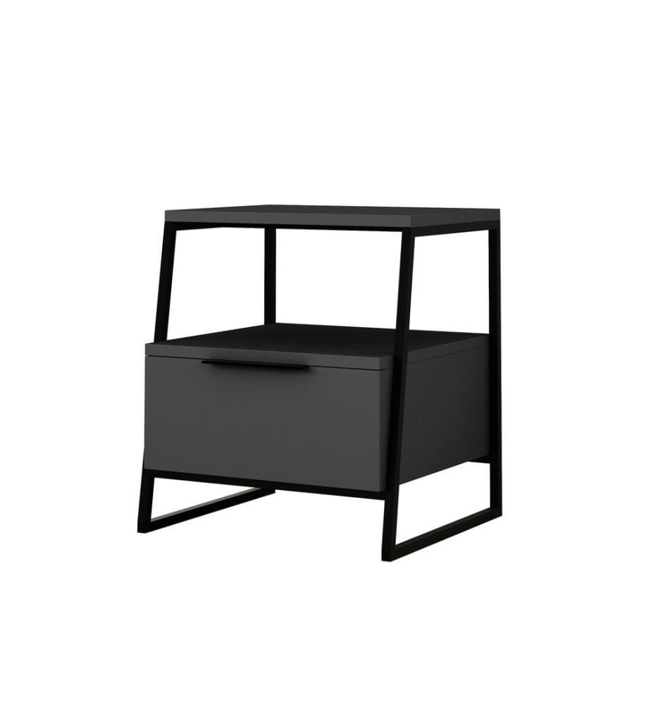 Anthracite, Tables De Chevet Et Armoires, 50X45X40 cm, Plaque De Particules Recouvertes De Mélamine