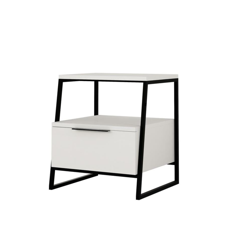 Blanc, Tables De Chevet Et Armoires, 50X45X40 cm, Plaque De Particules Recouvertes De Mélamine