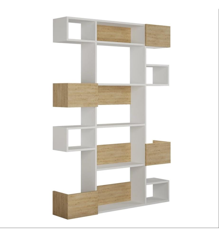 Bianco, Quercia, Librerie, 171X120X20 cm, Piastra Di Particelle Rivestita Con Melamina