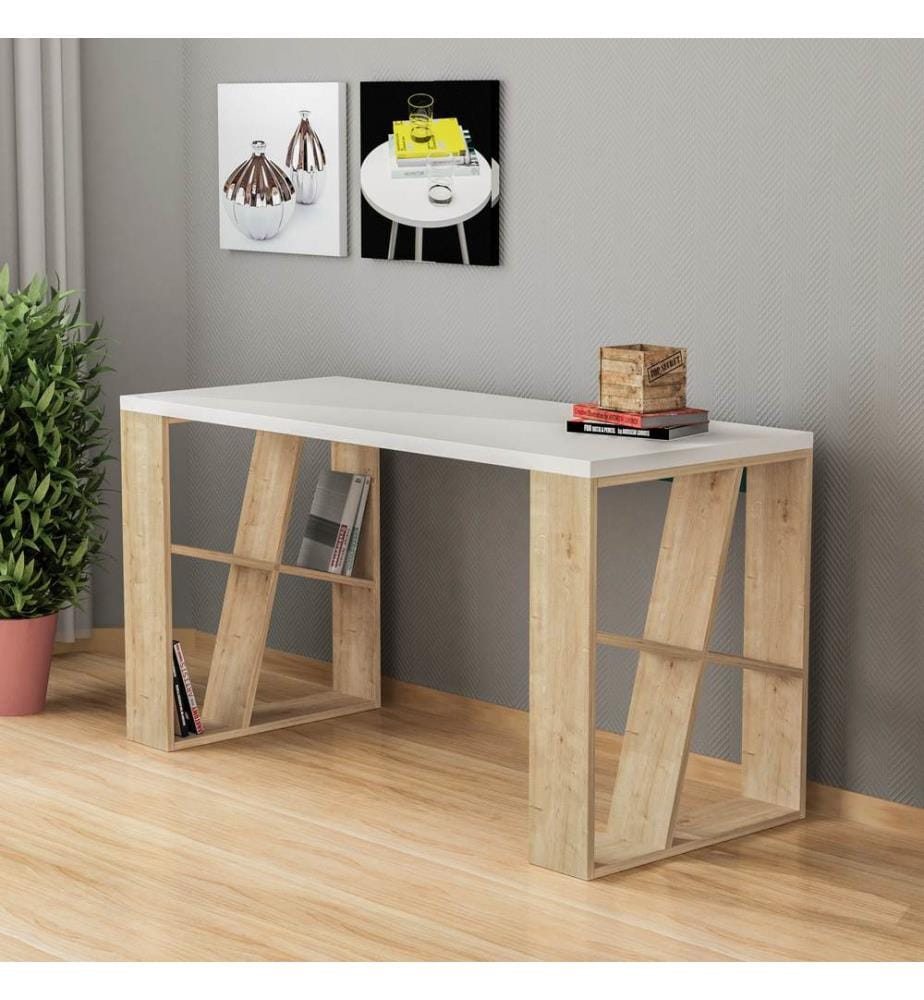 Blanc, Chêne, Tables Basses, 75X140X60 cm, Assiette De Particules Enrobée De Mélamine