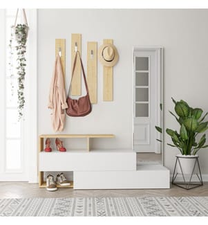 White, Quercia, Supporto Per Il Guardaroba, 54.5X137X35 cm, Piastra Di Particelle Rivestita Di Melamina