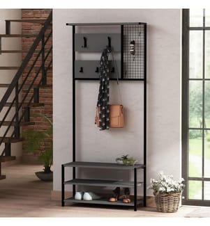 Antracite, Nero, Supporto Per Il Guardaroba, 182X78X30 cm, Piastra Di Particelle Rivestita Di Melamina