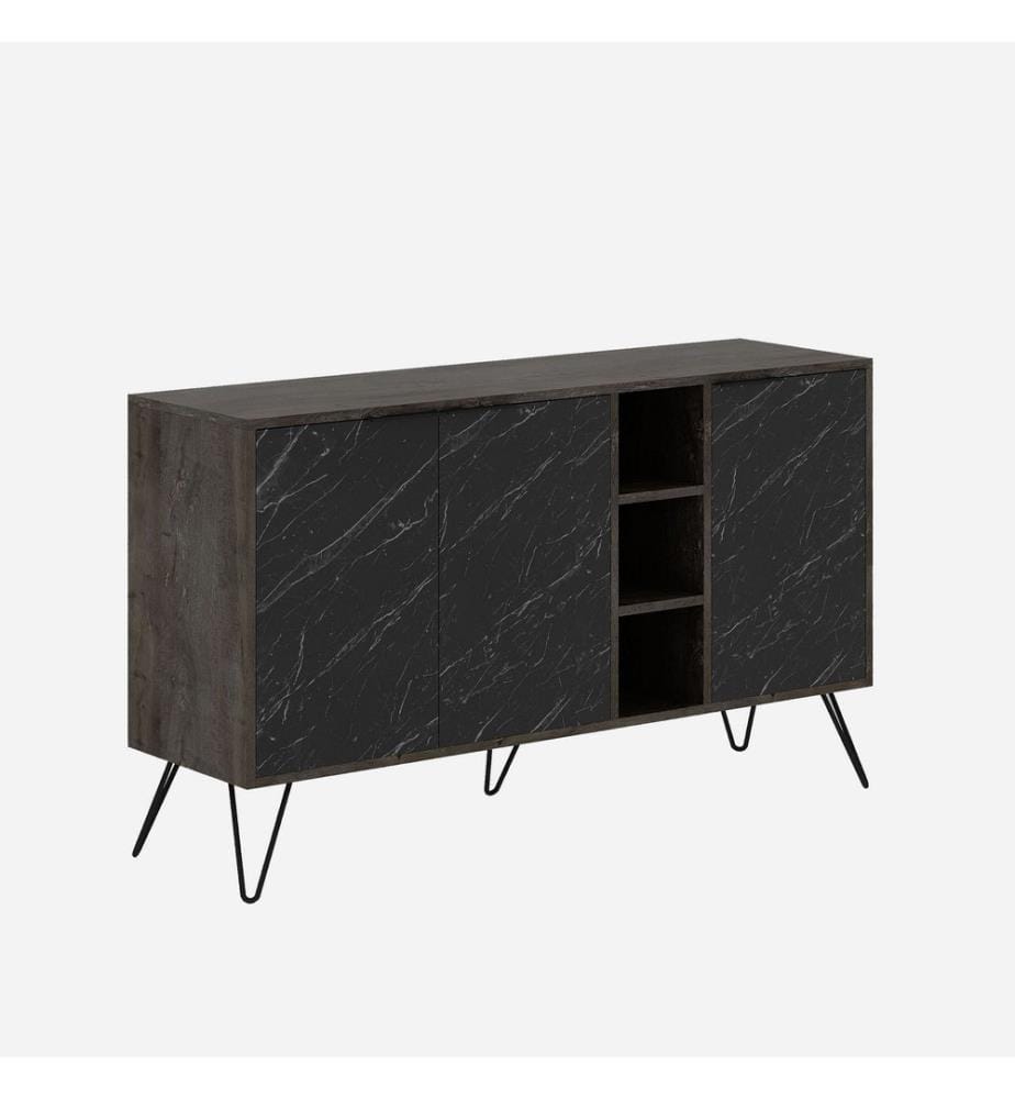 Dunkelbraun, Kommoden, 83X142X35,6 cm, Melaminbeschichtete Partikelplatte
