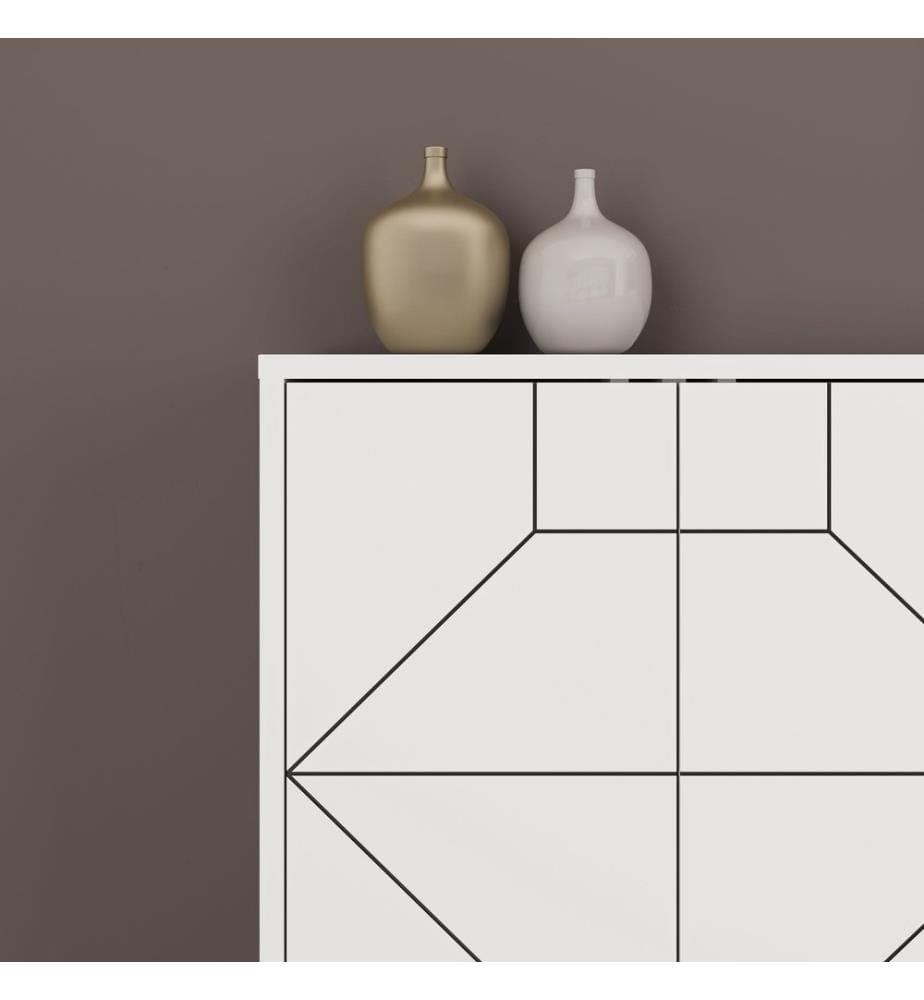 Weiss, Kommoden, 77,4X184X35 cm, Melaminbeschichtete Partikelplatte