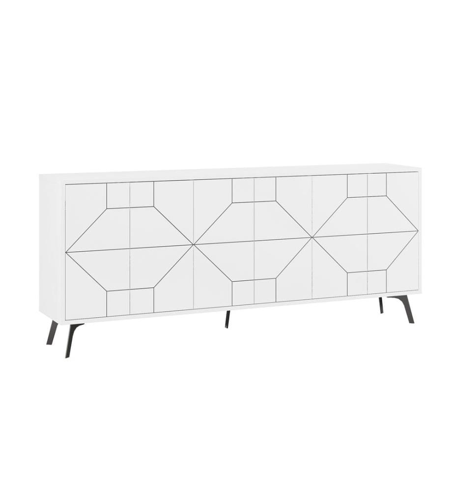 Weiss, Kommoden, 77,4X184X35 cm, Melaminbeschichtete Partikelplatte