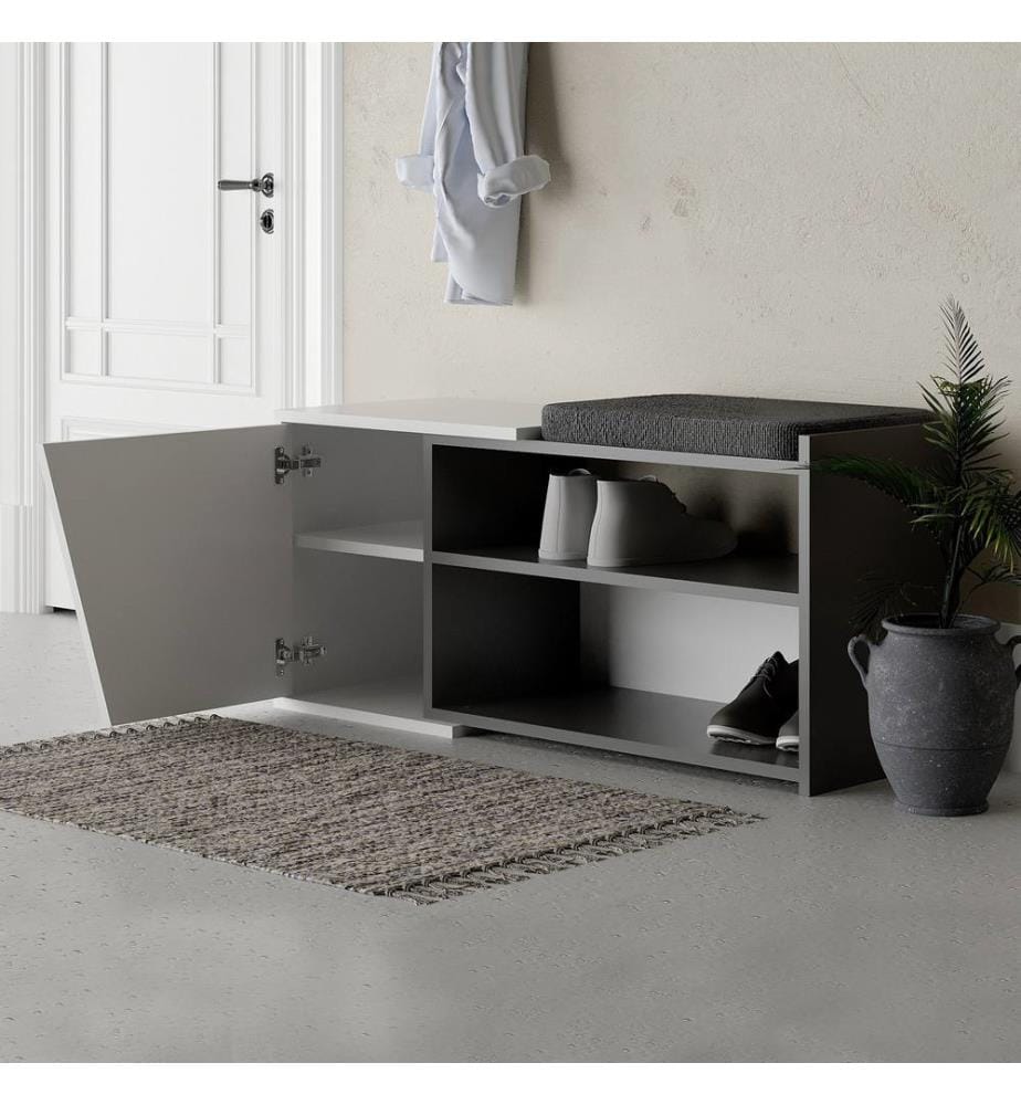 Schuhschrank, Anthrazit, Weiss, Melaminbeschichtete Spanplatte, Stoff: Polyester