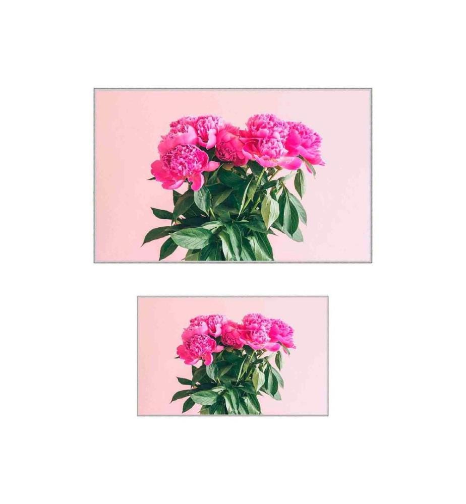 Badematten-Set, 2-teilig, Rosa, Fuchsia, Grün, 100% Polyester, 60 x 100 cm (1 Stück), 50 x 60 cm (1 Stück)