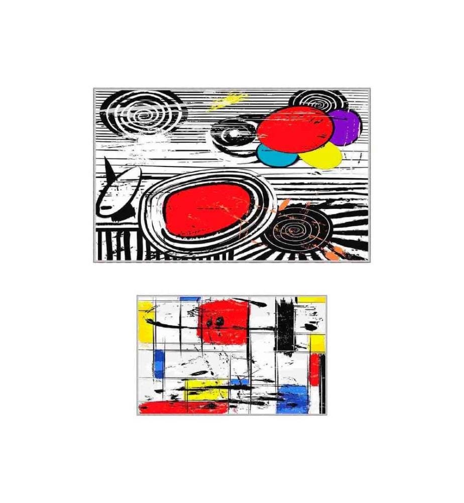 Badematten-Set, 2-teilig, weiss, rot, gelb, blau, schwarz, 100% Polyester, 60 x 100 cm (1 Stück), 50 x 60 cm (1 Stück)