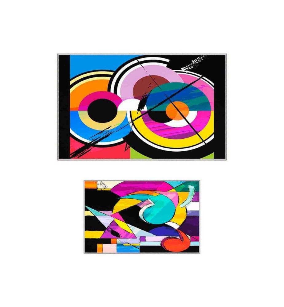 Badematten-Set, 2-teilig, blau, orange, grün, rot, schwarz, 100% Polyester, 60 x 100 cm (1 Stück), 50 x 60 cm (1 Stück)