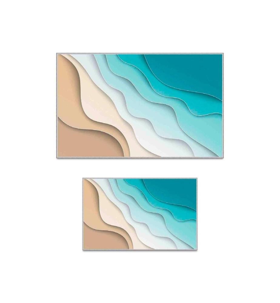 Badematten-Set, 2-teilig, Weiss, Beige, Türkis, 100% Polyester, 60 x 100 cm (1 Stück), 50 x 60 cm (1 Stück)