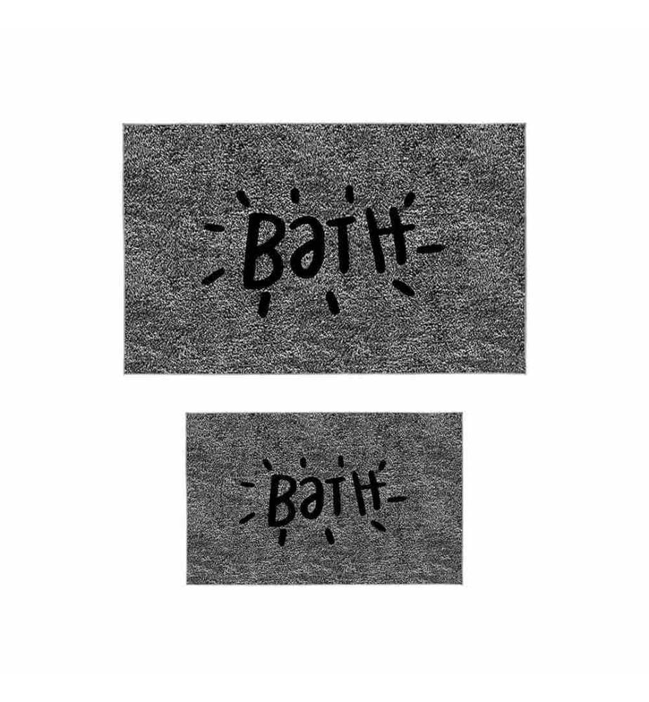 Badematten-Set, 2-teilig, Grau, Schwarz, 100% Polyester, 50 x 80 cm (1 Stück), 60 x 100 cm (1 Stück)