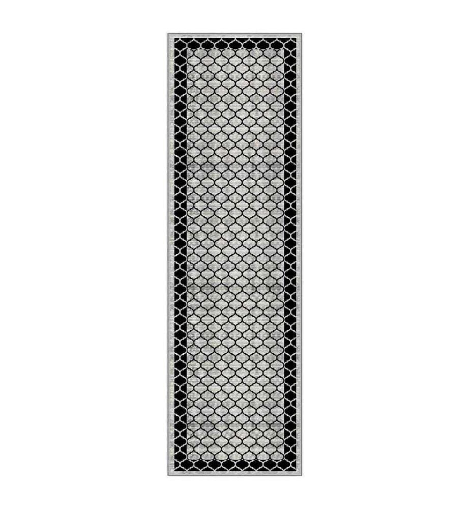 Teppich, Weiss, Grau, Schwarz, 100% Polyester, 100 x 200 cm