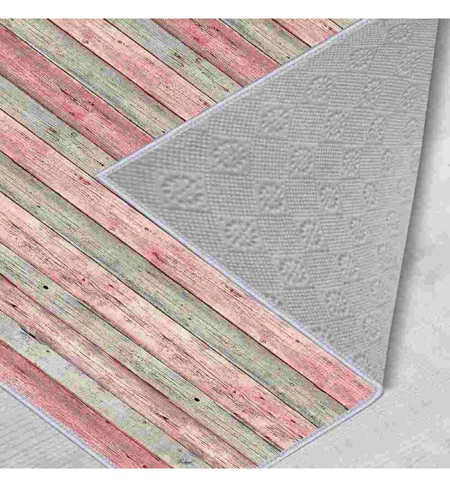 Tapis, rose, gris, vert, 100% polyester, 80 x 200 cm