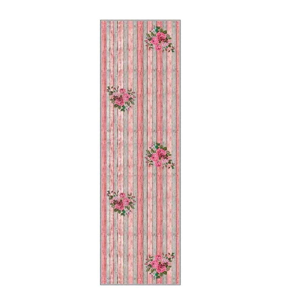 Tappeto, Rosa, Grigio, Verde, 100% poliestere, 100 x 300 cm