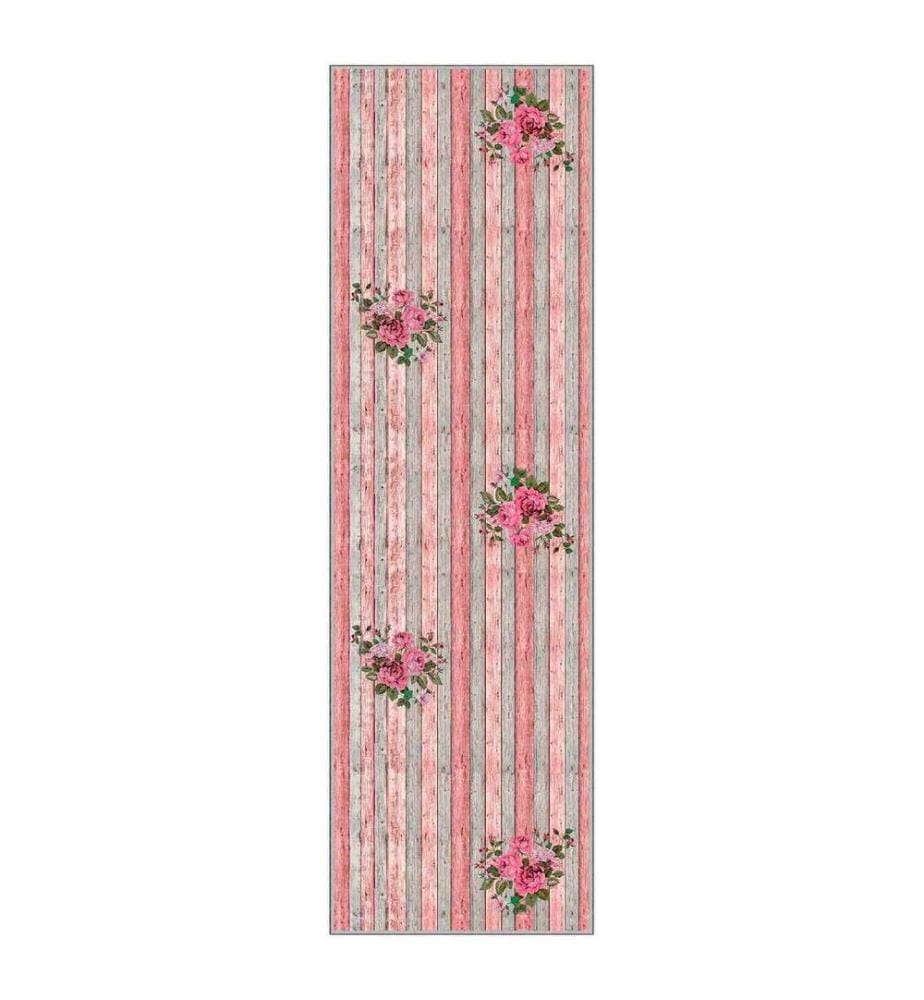 Tappeto, Rosa, Grigio, Verde, 100% poliestere, 100 x 350 cm