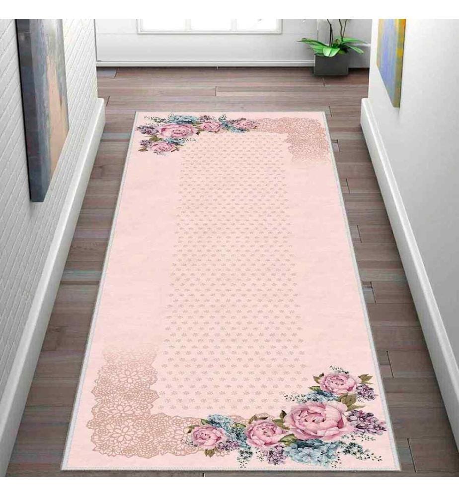 Tappeto, Rosa, Verde, Fucsia, 100% poliestere, 80 x 200 cm