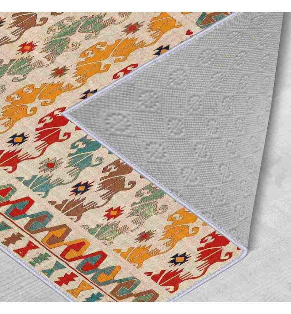 Tappeto, Crema, Verde, Rosso, Marrone, 100% poliestere, 50 x 800 cm