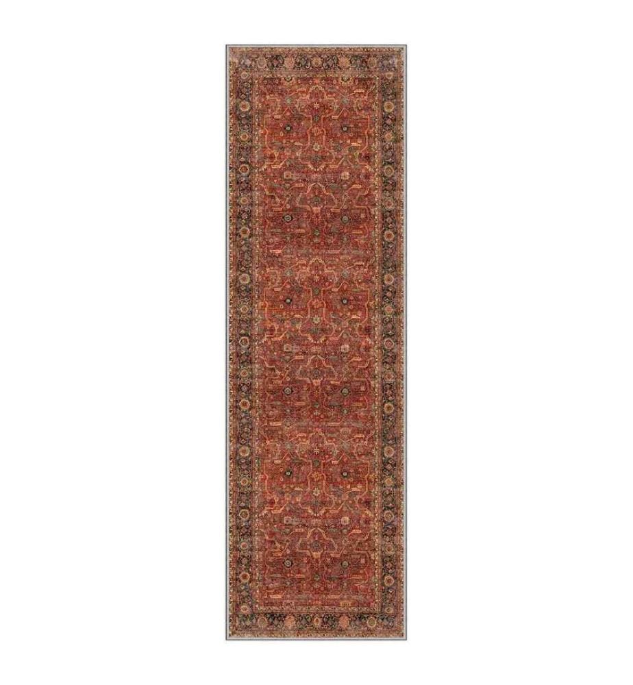 Tappeto, rosso piastrella, cammello, nero, 100% poliestere, 80 x 550 cm