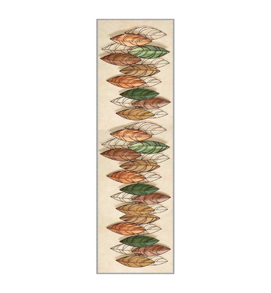 Tappeto, Crema, Verde, Arancione, Marrone, 100% poliestere, 80 x 350 cm