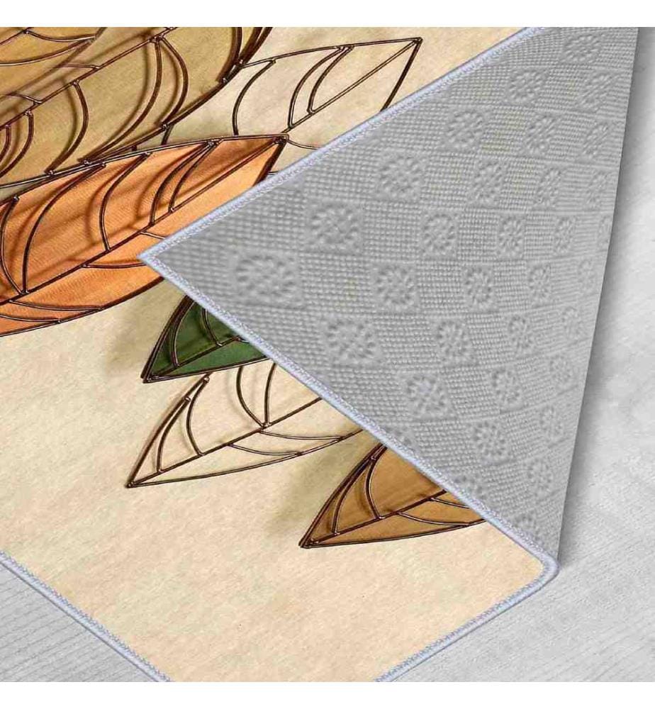 Tappeto, Crema, Verde, Arancione, Marrone, 100% poliestere, 80 x 450 cm