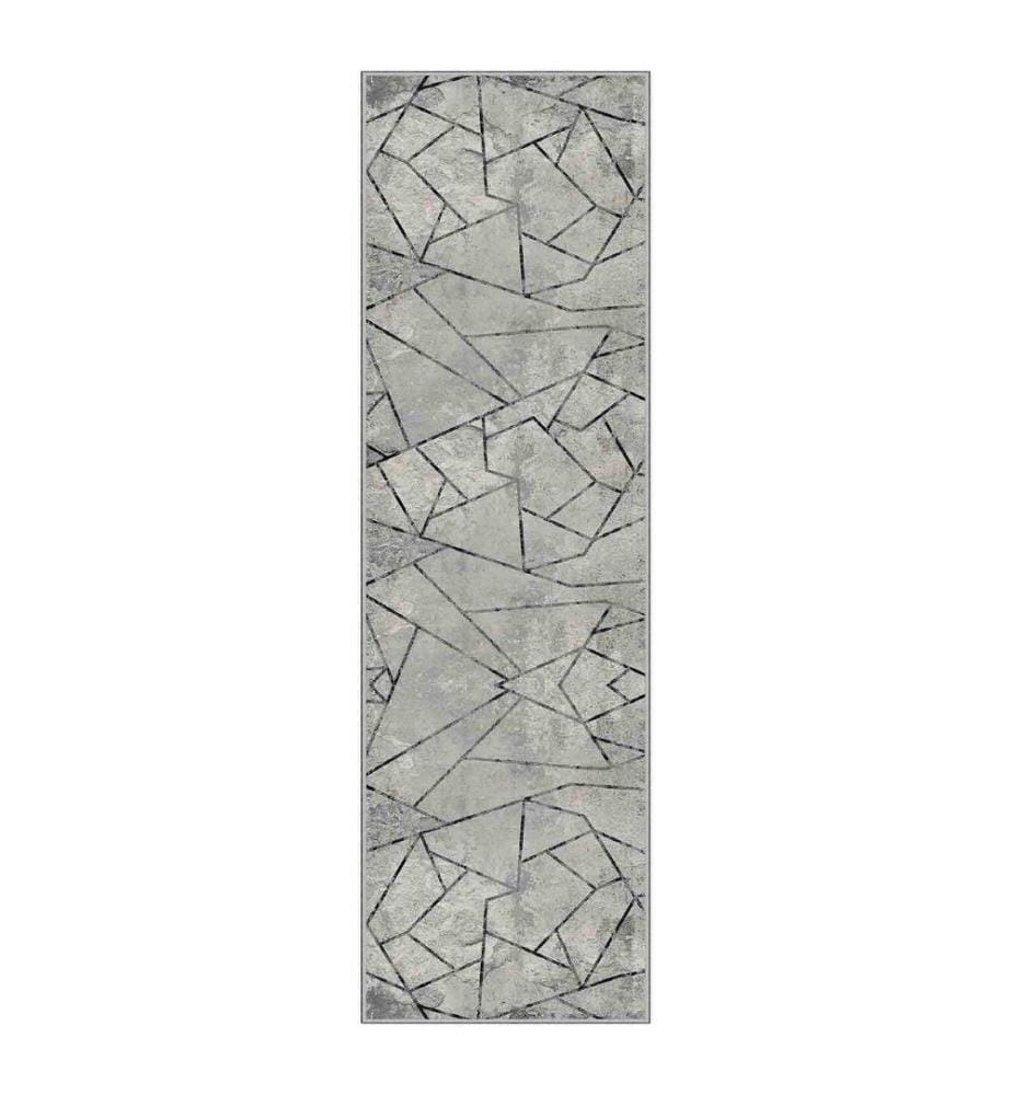 Tappeto, Grigio, Nero, 100% poliestere, 100 x 300 cm