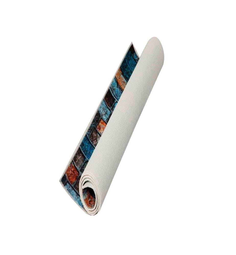 Tappeto, Marrone, Arancione, Blu, 100% poliestere, 80 x 150 cm