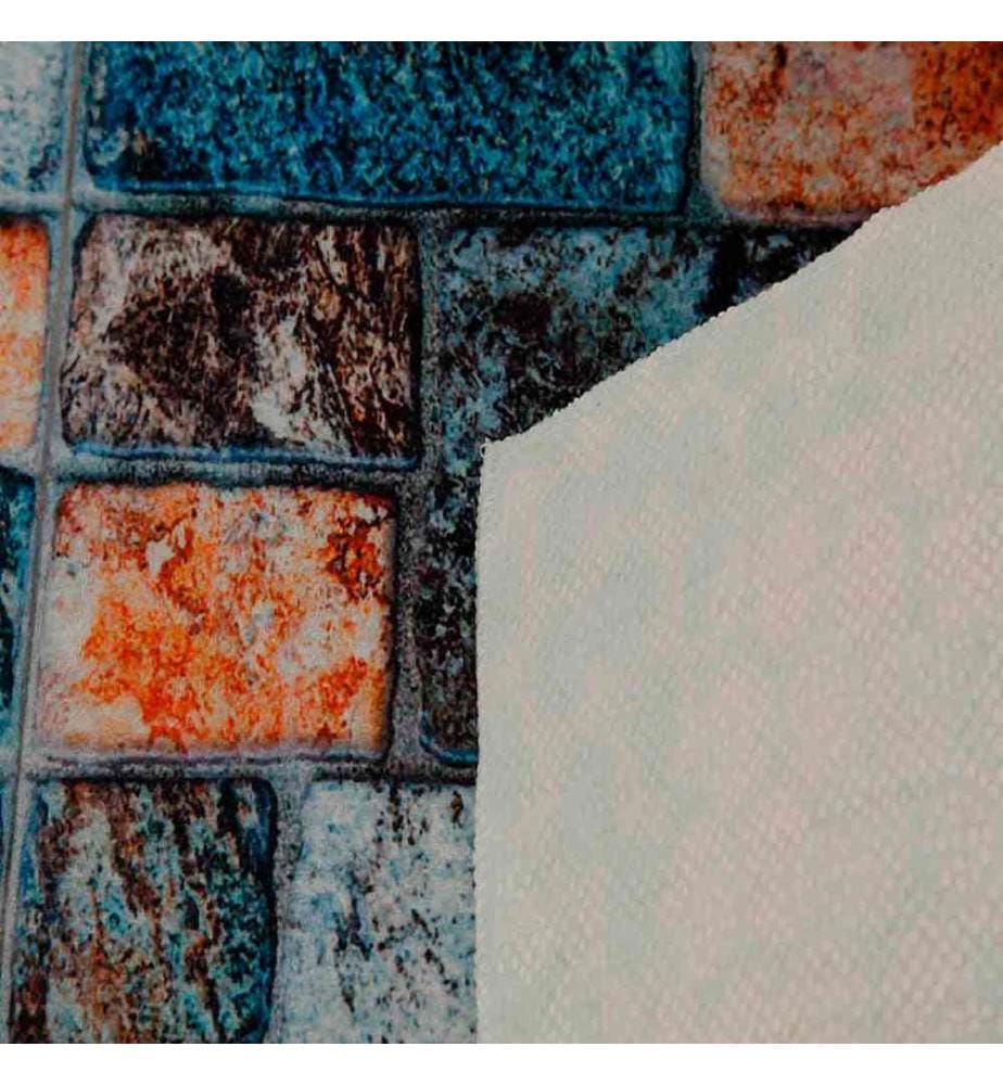 Tappeto, Marrone, Arancione, Blu, 100% poliestere, 80 x 200 cm