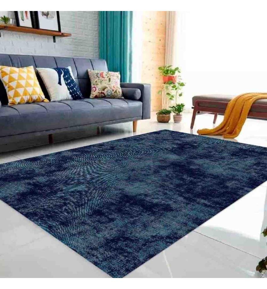 Tappeto, Grigio, Blu marino, 100% poliestere, 80 x 150 cm