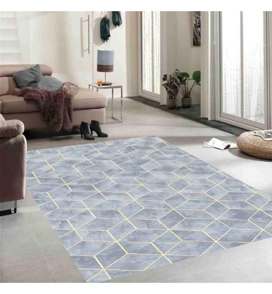 Tappeto, Oro, Grigio, 100% poliestere, 80 x 150 cm