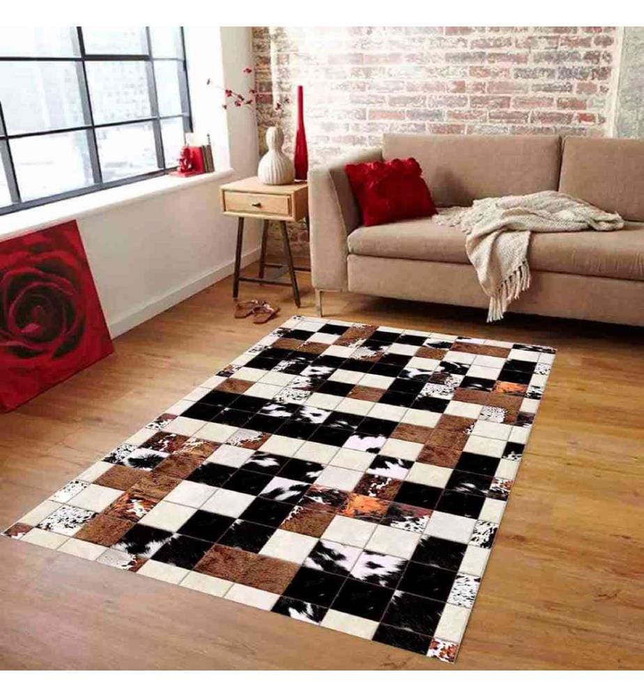 Tappeto, Crema, Visone, Nero, 100% poliestere, 80 x 120 cm